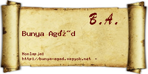 Bunya Agád névjegykártya